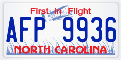 NC license plate AFP9936