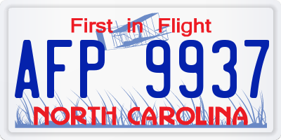 NC license plate AFP9937