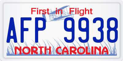 NC license plate AFP9938