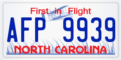 NC license plate AFP9939