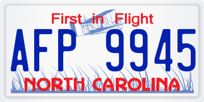 NC license plate AFP9945