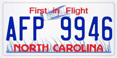 NC license plate AFP9946