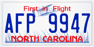 NC license plate AFP9947