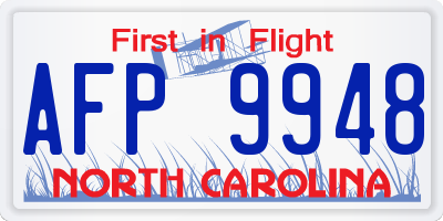 NC license plate AFP9948