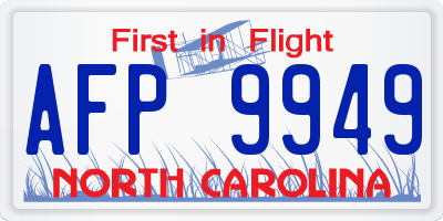 NC license plate AFP9949