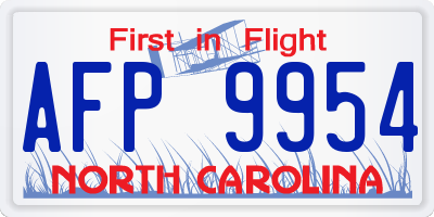 NC license plate AFP9954