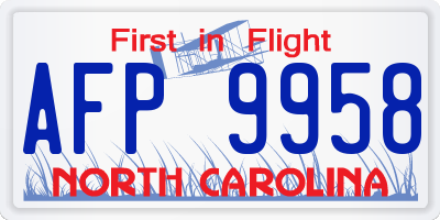 NC license plate AFP9958