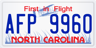 NC license plate AFP9960