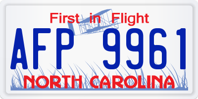 NC license plate AFP9961
