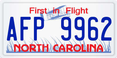 NC license plate AFP9962