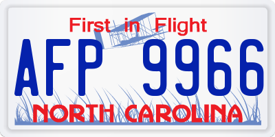 NC license plate AFP9966