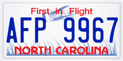 NC license plate AFP9967