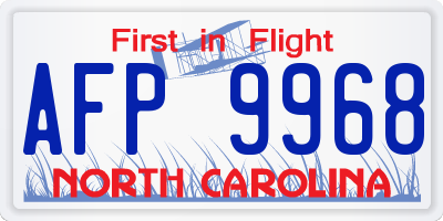 NC license plate AFP9968