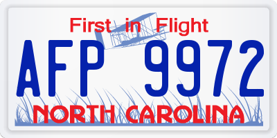 NC license plate AFP9972