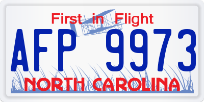 NC license plate AFP9973