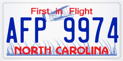 NC license plate AFP9974