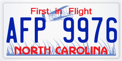 NC license plate AFP9976