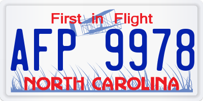 NC license plate AFP9978