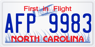 NC license plate AFP9983