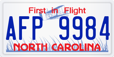 NC license plate AFP9984