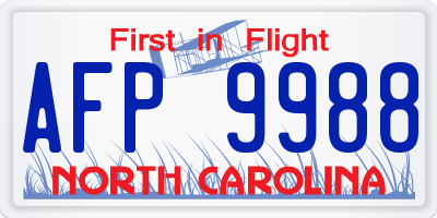 NC license plate AFP9988
