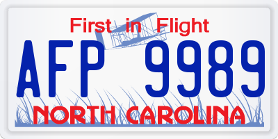 NC license plate AFP9989