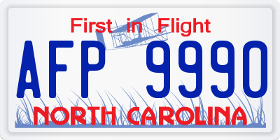 NC license plate AFP9990