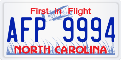 NC license plate AFP9994