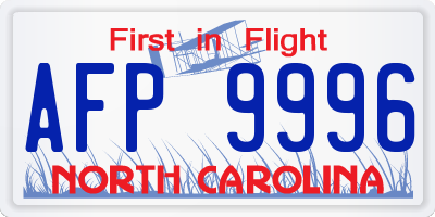 NC license plate AFP9996