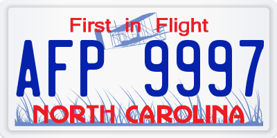 NC license plate AFP9997