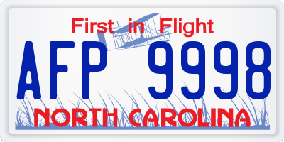 NC license plate AFP9998