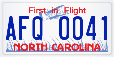 NC license plate AFQ0041