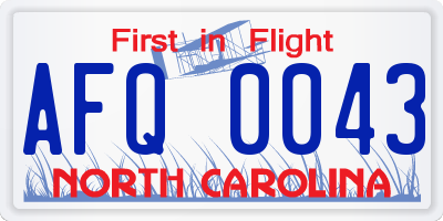 NC license plate AFQ0043