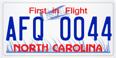 NC license plate AFQ0044