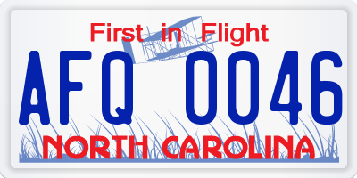 NC license plate AFQ0046