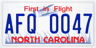 NC license plate AFQ0047