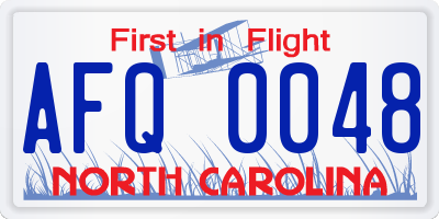 NC license plate AFQ0048
