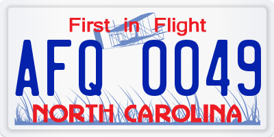 NC license plate AFQ0049