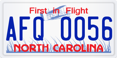 NC license plate AFQ0056