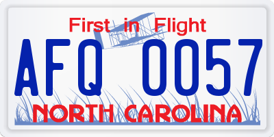NC license plate AFQ0057