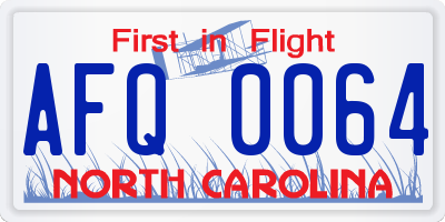 NC license plate AFQ0064