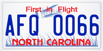 NC license plate AFQ0066