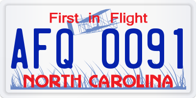 NC license plate AFQ0091