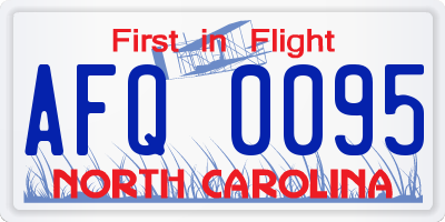 NC license plate AFQ0095