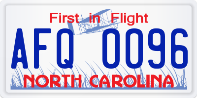 NC license plate AFQ0096