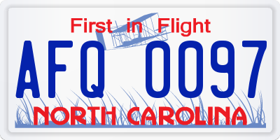 NC license plate AFQ0097