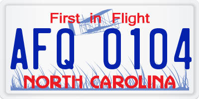 NC license plate AFQ0104
