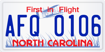 NC license plate AFQ0106