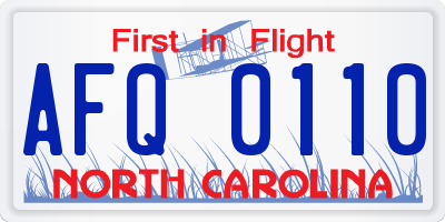 NC license plate AFQ0110