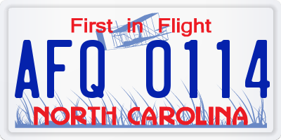 NC license plate AFQ0114